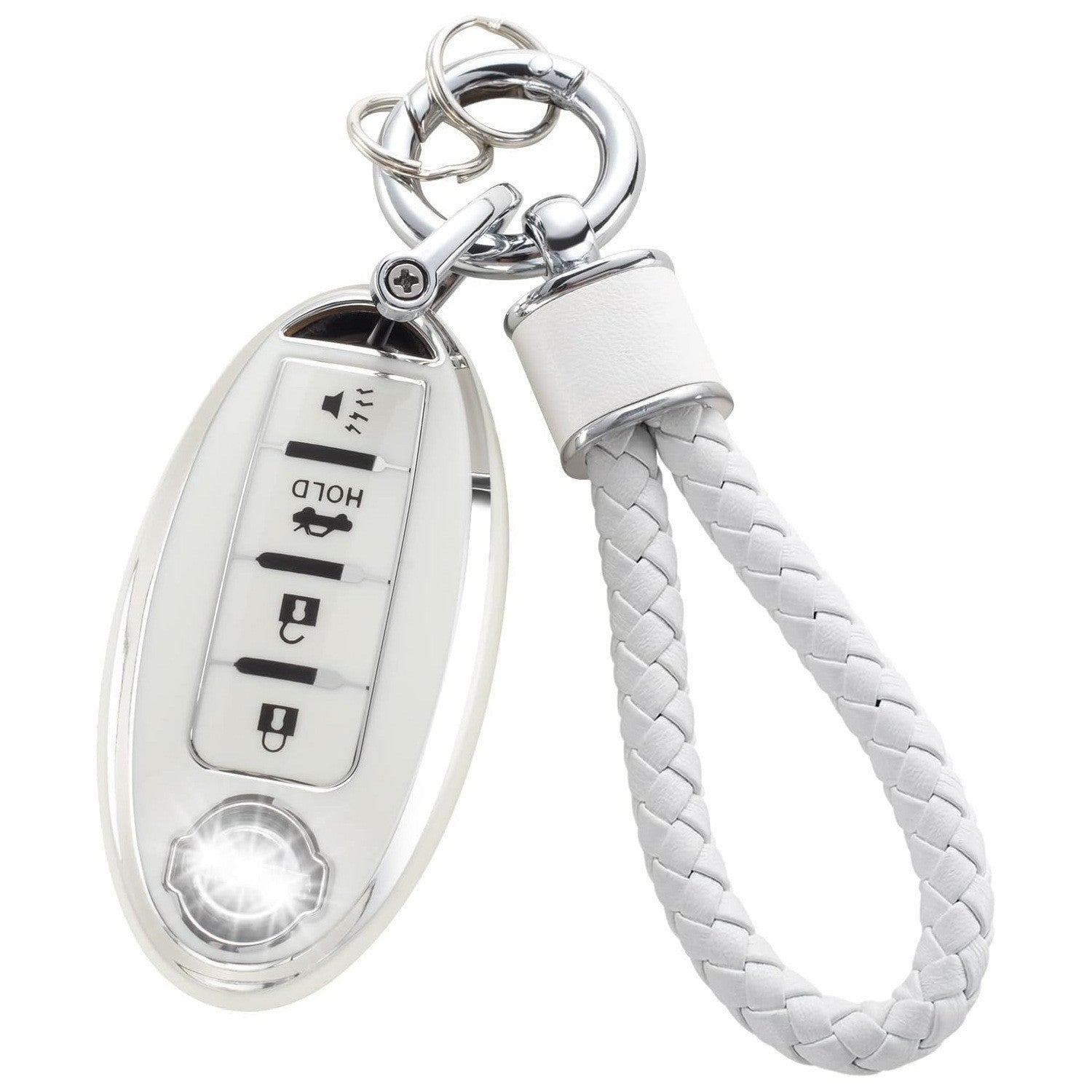 Silver Edge Car Key Cover with Matching Key Chain Pendant – Protective Key Case