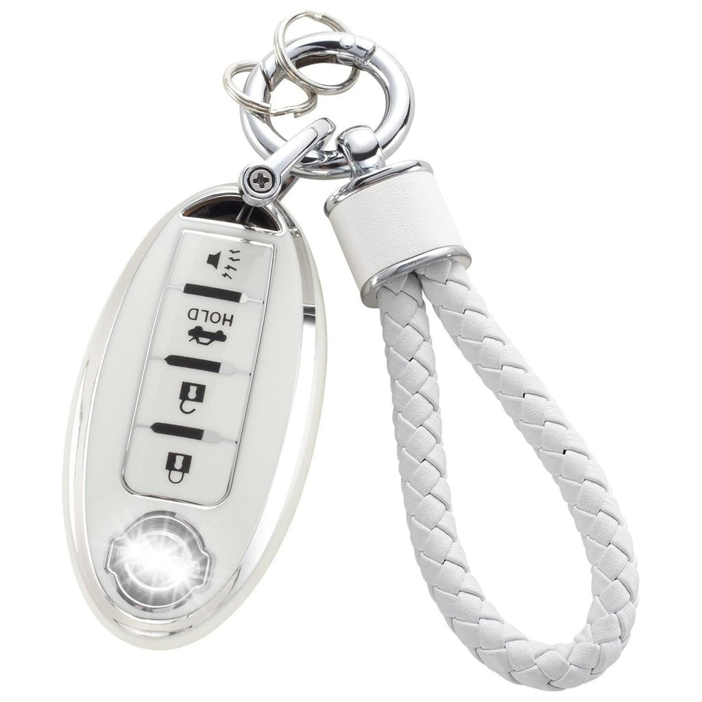 Silver Edge Car Key Cover with Matching Key Chain Pendant – Protective Key Case