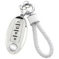 Silver Edge Car Key Cover with Matching Key Chain Pendant – Protective Key Case