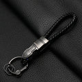 Braided Rope Leopard Head Keychain – Alloy Metal Key Ring for Men & Couples Pendant