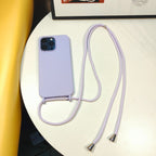 Silicone Soft Phone Case with Lanyard – TPU Shockproof, Anti-Fingerprint iPhone Cover