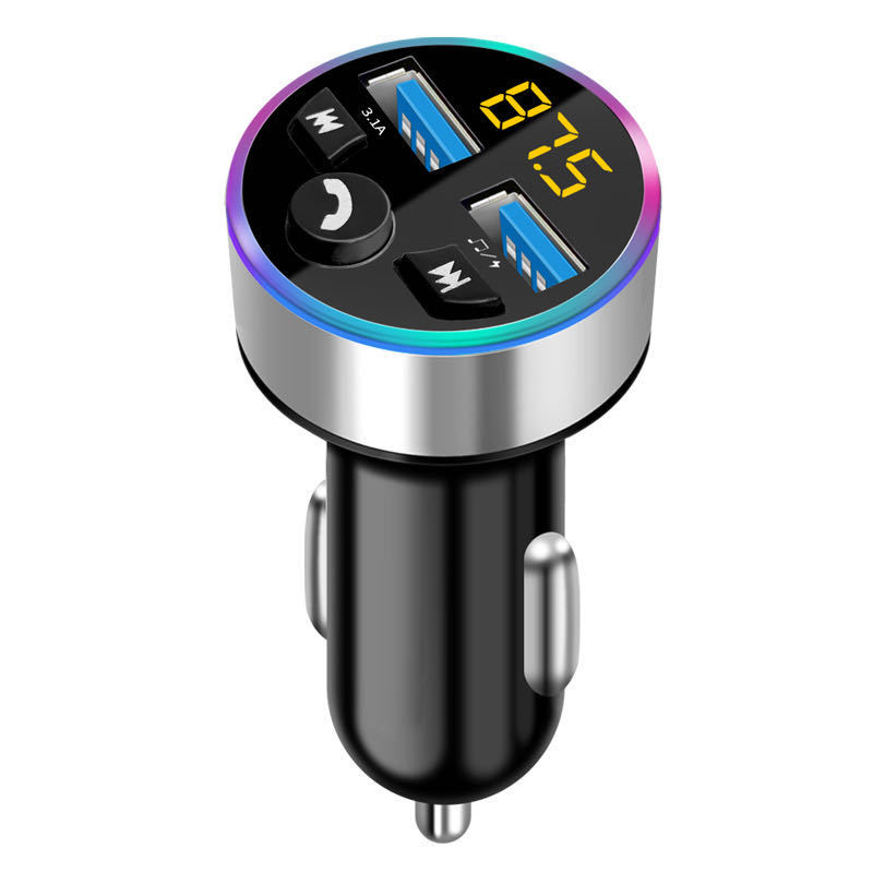 New PD Car Bluetooth MP3 Player – 3.1A Round Alloy Car Charger with Music Playback