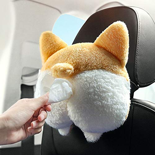 Cute Corgi Butt Tissue Box Cover – Soft Hanging Storage Bag Tissue Holder for Car & Home