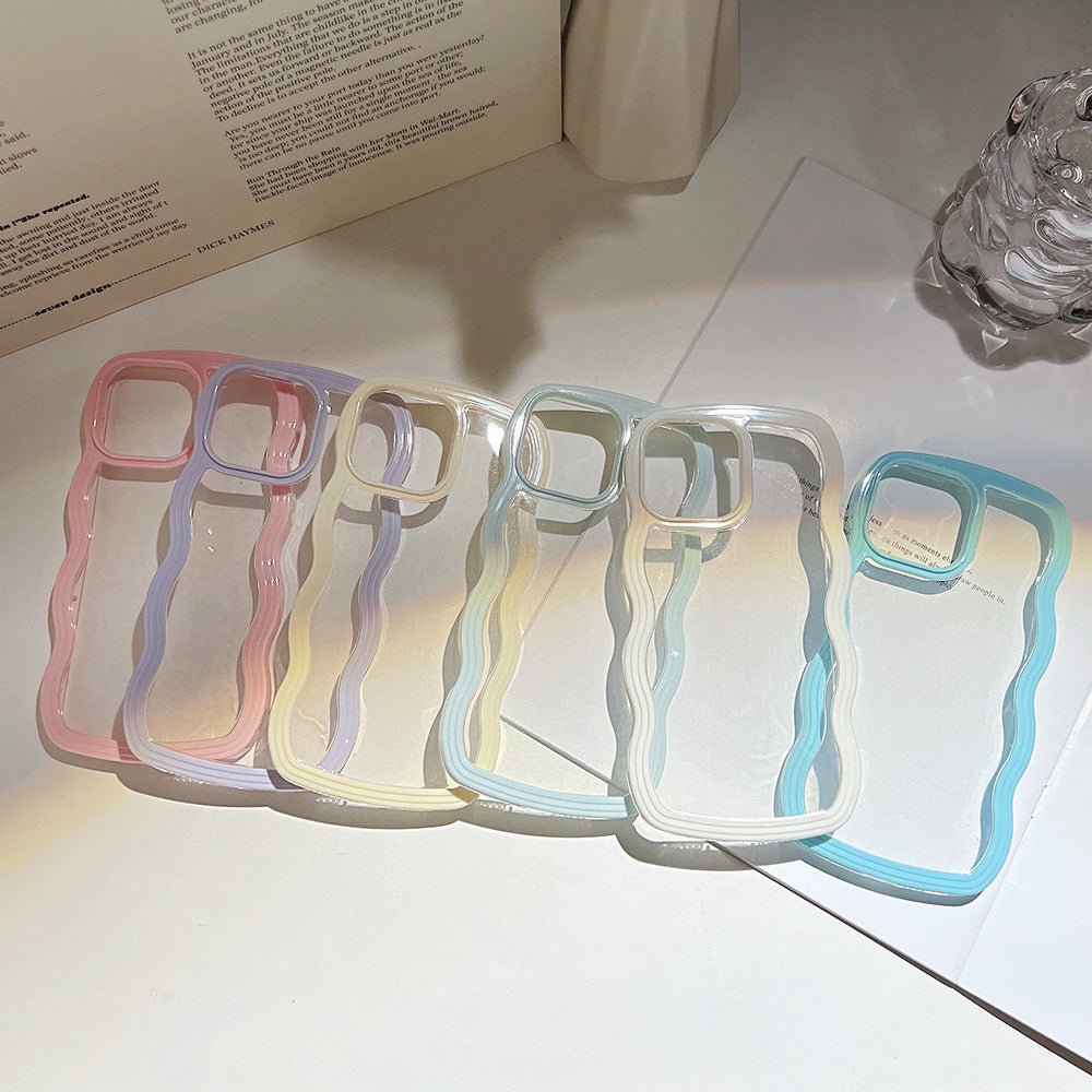 Wave Border TPU Phone Case – Solid Color Candy Protective Cover for iPhone
