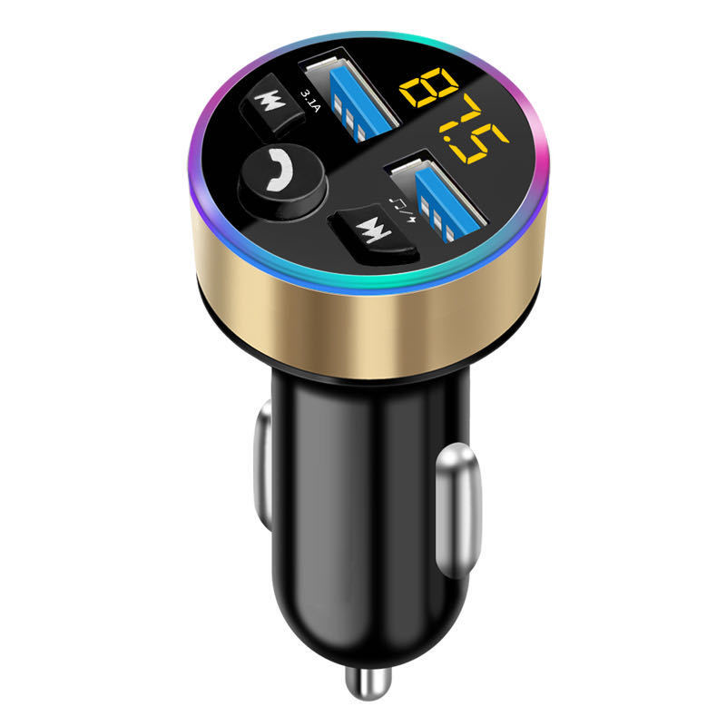 New PD Car Bluetooth MP3 Player – 3.1A Round Alloy Car Charger with Music Playback