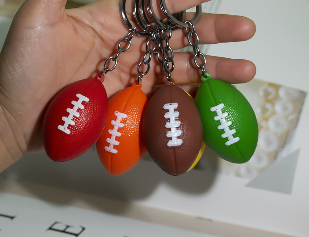 Non-Foam Tumble-Resistant Football Keychain – Korean Style Metal Sports Key Ring