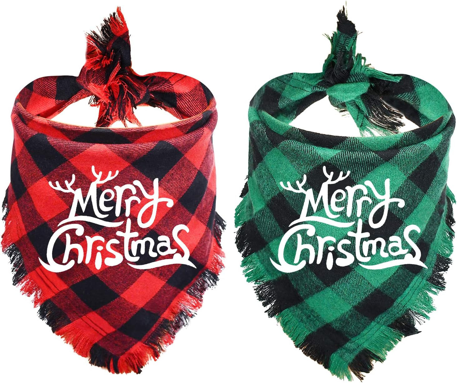 🎄 Christmas Dog Bandana | Classic Plaid Cotton Scarf for Dogs and Cats