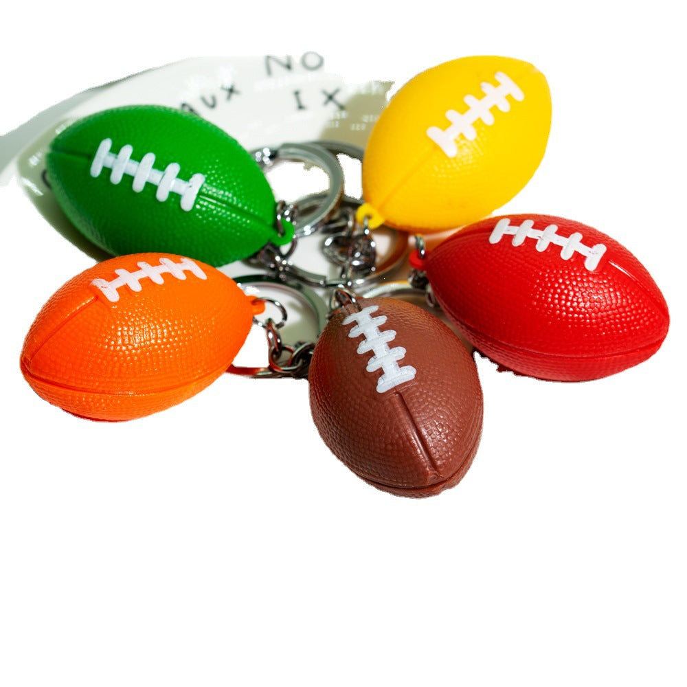 Non-Foam Tumble-Resistant Football Keychain – Korean Style Metal Sports Key Ring