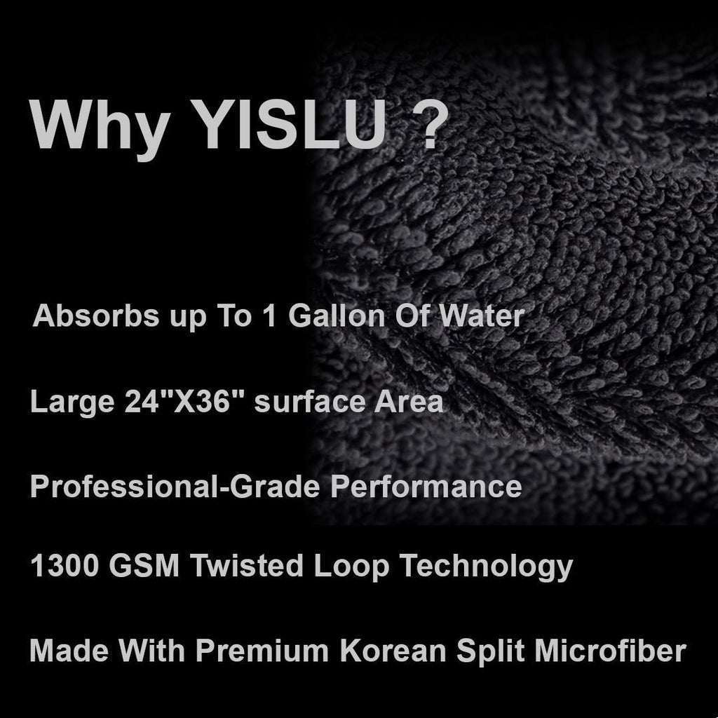 15x15in YISLU Super Absorbent Car Drying Towel – 1300 GSM High-Quality Twisted Microfiber 70/30 Woven Towel