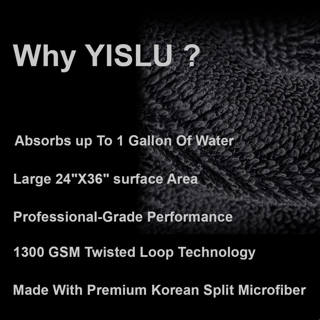 15x15in YISLU Super Absorbent Car Drying Towel – 1300 GSM High-Quality Twisted Microfiber 70/30 Woven Towel