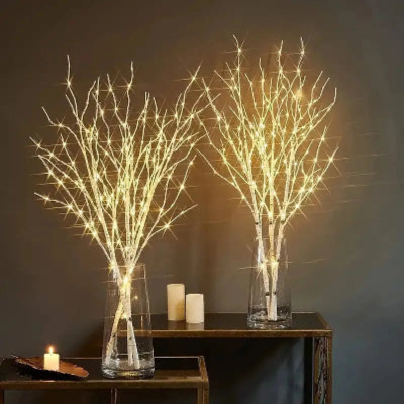LED White Birch Branch Light – 72cm Battery-Operated Twig Tree Lamp (Warm White) for Christmas, Wedding, Home & Outdoor Decoration