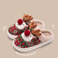 Cute Christmas Elk Plush Slippers – Winter Warm Fuzzy Non-Slip House Shoes for Women Indoor Bedroom Wear