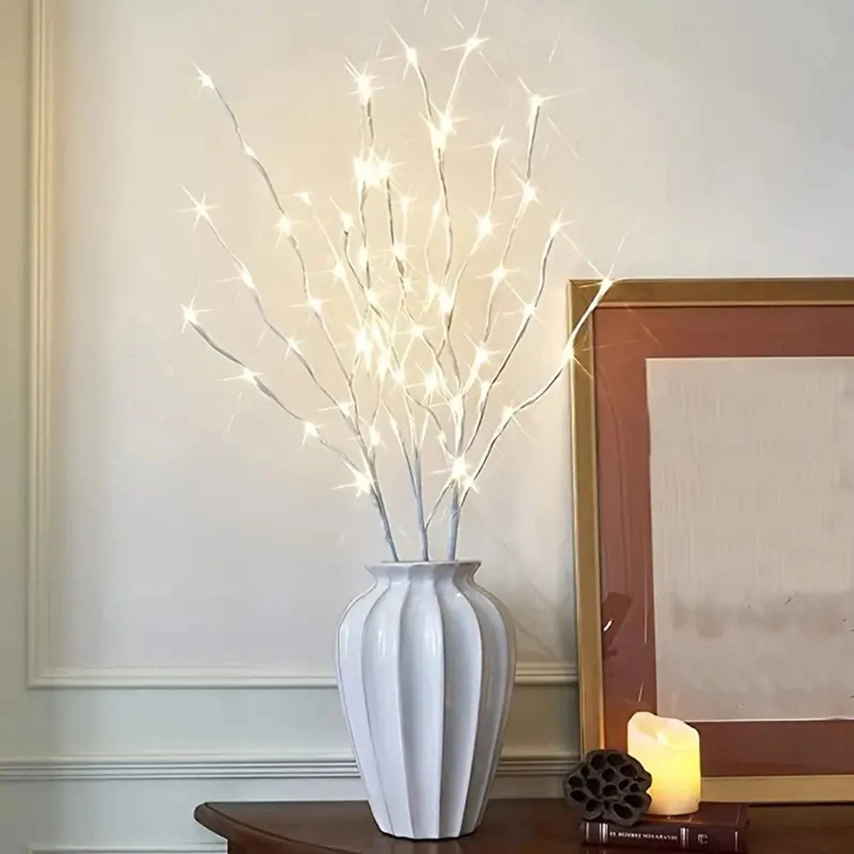 LED White Birch Branch Light – 72cm Battery-Operated Twig Tree Lamp (Warm White) for Christmas, Wedding, Home & Outdoor Decoration