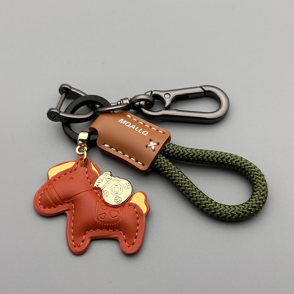 Immediately Rich Handmade Cowhide Car Key Ring Pendant – Stylish Keychain