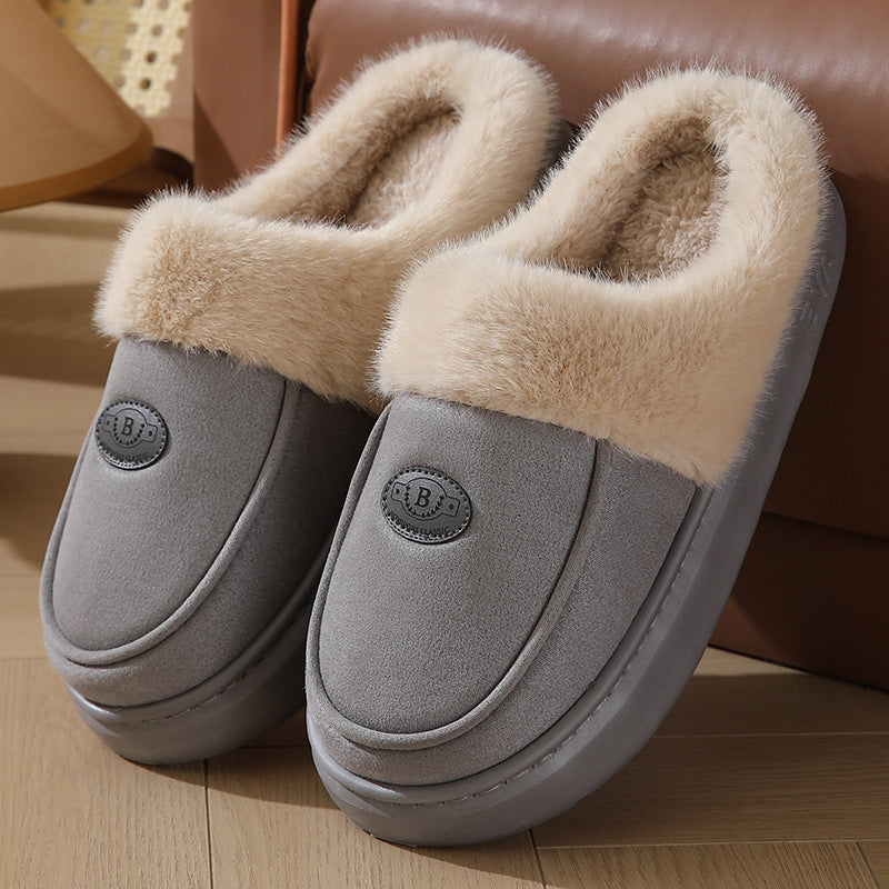 Men’s Winter Plush Slippers – Warm Suede Indoor Non-Slip House Shoes