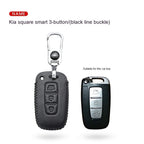 Car Key Genuine Leather Case Cover – First Layer Cowhide Protective Cover for Kia Smart & Folding Keys