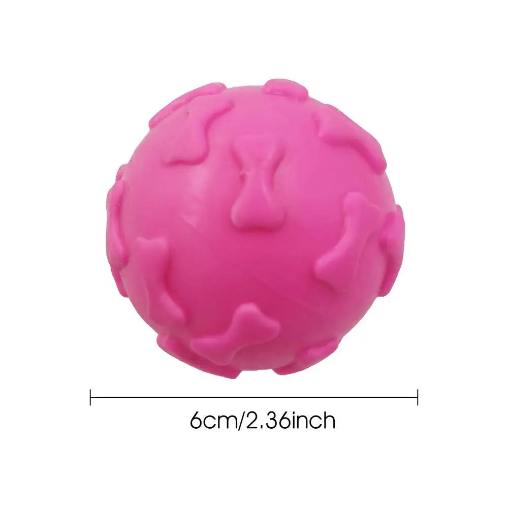 Squeaky Dog Toy for Aggressive Chewers – Durable Food-Grade Chew Ball with Bone Pattern | Enrichment Toy for Puppies & Dogs