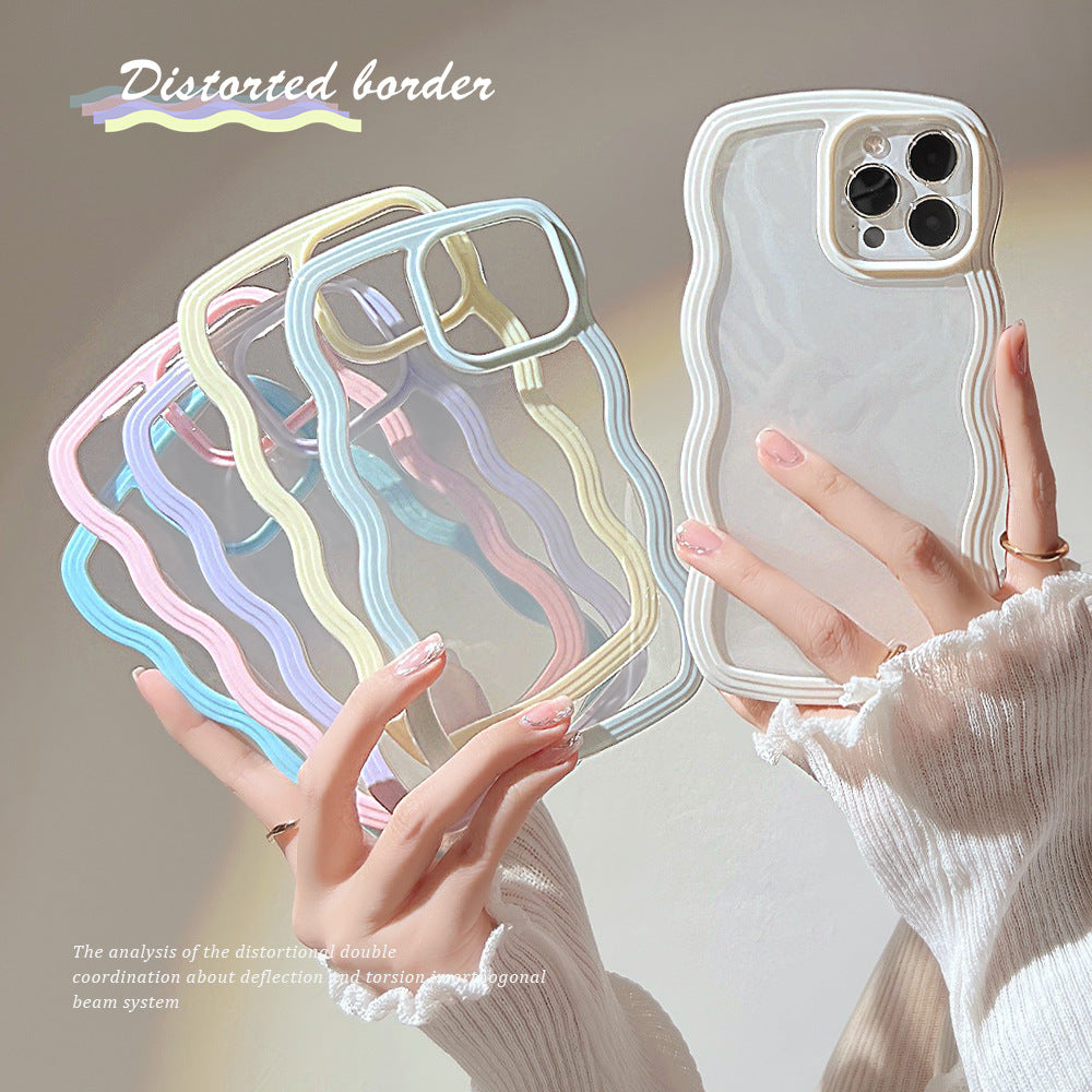 Wave Border TPU Phone Case – Solid Color Candy Protective Cover for iPhone