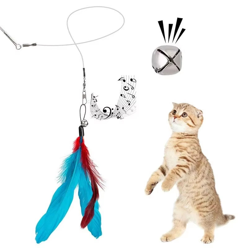 11-Piece Cat Feather Toy Replacement Set with Retractable Wand – Interactive Teaser Toys for Exercise, Training & Play