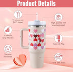 40 Oz Insulated Tumbler with Handle & Straw – Stainless Steel Spill Proof Vacuum Coffee Cup with Lid