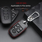 Car Key Genuine Leather Case Cover – First Layer Cowhide Protective Cover for Kia Smart & Folding Keys